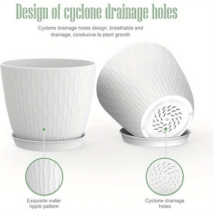 6 Inch Plant Pots 6 Pack Flower Pots for Indoor and Outdoor Use Planters with Drainage Holes and Saucers White