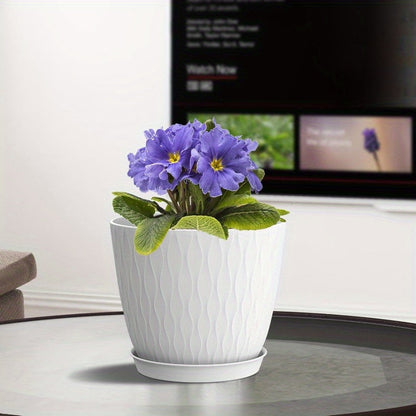 6 Inch Plant Pots 6 Pack Flower Pots for Indoor and Outdoor Use Planters with Drainage Holes and Saucers White
