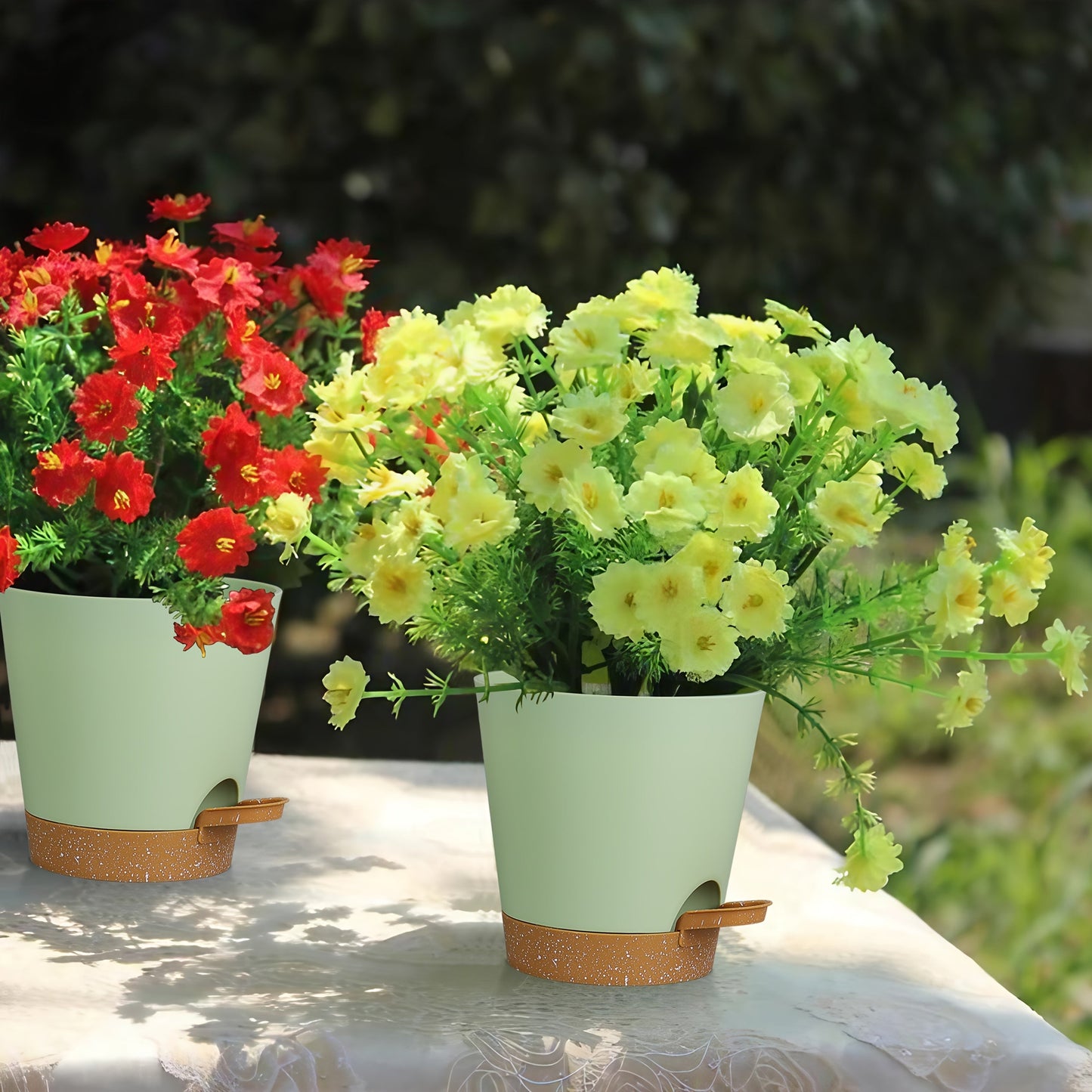 Automatic | Watering Olisx-H1405-5 Set of 5 Automatic Watering Flower Pots | Modern African Violet Pots with Drainage Holes And Trays | Suitable for Home Gardens, 5 Inches (Approximately 12.7 Cm)
